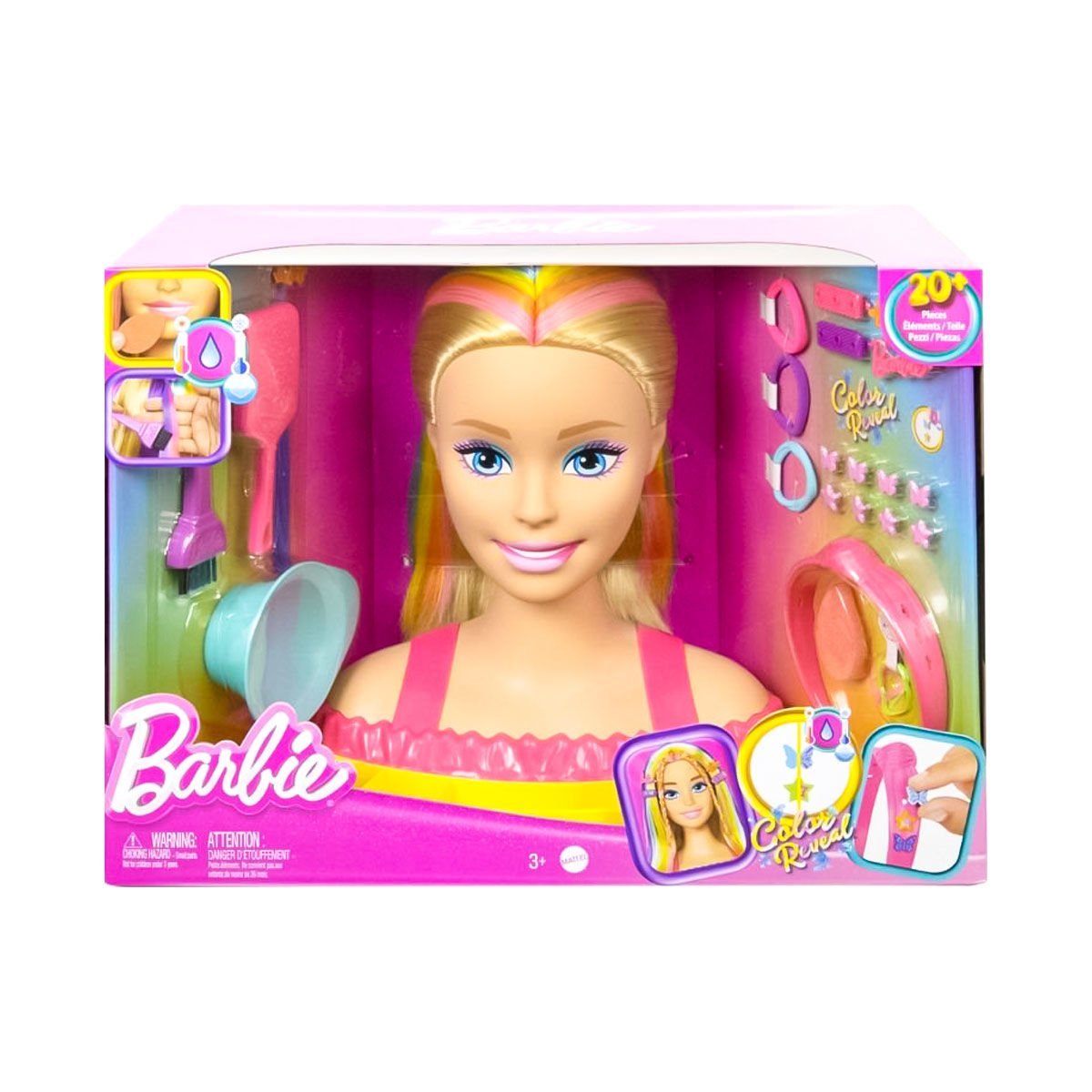 HMD78 Barbie'nin Gökkuşağı Saçlı Büstü ve Aksesuarları